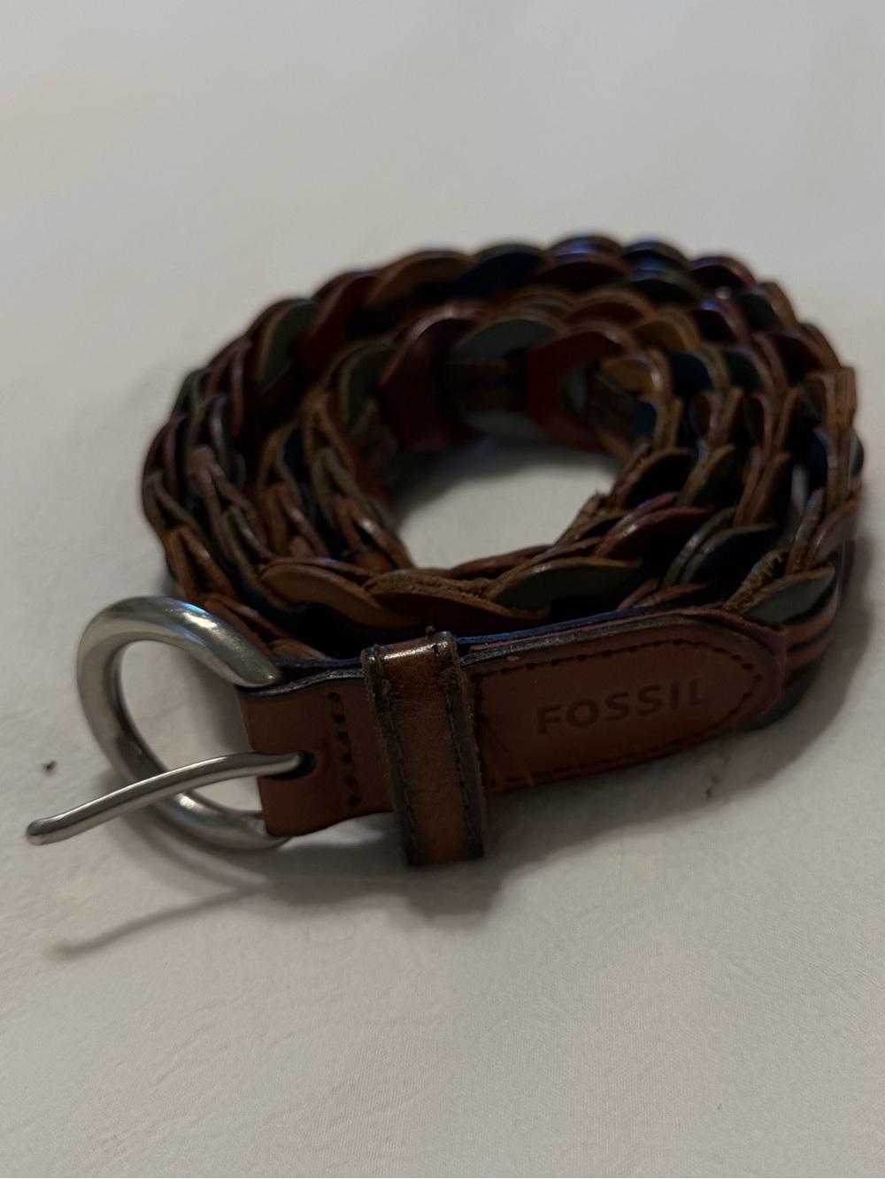 Fossil Multicolor Vintage Inspired Y2K Boho Leather Chain Belt Sz L
